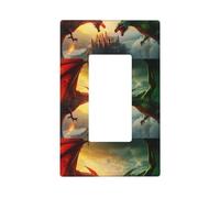 Castle Red Green Sky Dragon Plaque murale 1 gang Taille standard 11,2 x 6,9 cm - Couvercle décoratif pour interrupteur en polycarbonate thermoplastique