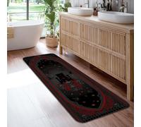 Castle Tapis de couloir gothique, crânes sombres, roses, Halloween, tapis rectangulaire à poils courts en éponge pour cuisine, entrée, salle de bain, décoration de porte, noir, 0,6 x 1,8 m