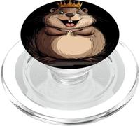 Castor amusant avec couronne qui fait sourire les garçons et les filles PopSockets PopGrip pour MagSafe