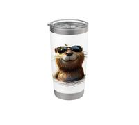 Castor avec Lunettes de Soleil J'aime les Rongeurs Castors Gobelet isotherme en acier inoxydable double paroi