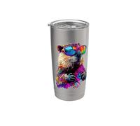 Castor avec Lunettes de Soleil J'aime les Rongeurs Castors Gobelet isotherme en acier inoxydable double paroi