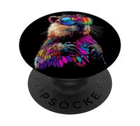 Castor avec Lunettes de Soleil J'aime les Rongeurs Castors PopSockets PopGrip Adhésif