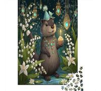 Castor coiffé d'un Chapeau d'anniversaire Cadeau Unique Décoration Intérieure Jeu ÉduChatif Challenge Toy Adultes & Enfants des 14 Ans 38x26cm/1000pcs