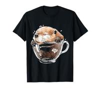 Castor Dormir Thé Cut Illustration Animal Motif Castor T-Shirt