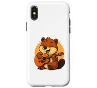 Castor Jouant de la Guitare Graphique Beaver garçons Filles Amateurs de Guitare Coque pour iPhone X/XS