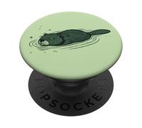 Castor Natation Faune Nature Amoureux des Animaux PopSockets PopGrip Adhésif