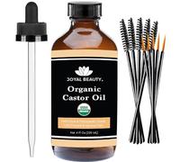 Castor Oil (4 OZ) USDA Organic 100% Pure Cold-Pressed Hexane-free Premium Quality Large Size for Hair Growth, Eyelashes, Eyebrows, Beard and Skin by Joyal Beauty. Bonus FREE Mascara Kit Included