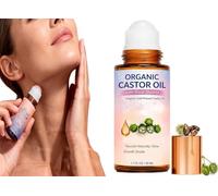 Castor Oil Roll-On with Rose Quartz Roller,Organic Castor Oil Roller Ball,Cold Pressed,Natural Ingredients for Skin Care,Soothing Moisturizing Oil (1 Pcs)