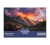 Castor Puzzle 1000 Pièces Cadeau Unique Faune Sauvage Jeu Éducatif Défi Jouet À De Qualité Supérieure Peinture Art pour Adultes Et Enfants À Partir De 12 Ans 38x26cm/1000pcs