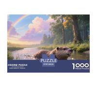 Castor Puzzle 1000 Pièces Jouet Cadeau Unique Décoration Intérieure Faune Sauvage Jeu Éducatif Challenge Toy Adultes & Enfants des 14 Ans 38x26cm/1000pcs