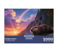 Castor Puzzles 1000 Pieces Cadeau Unique Faune Sauvage Jeu Éducatif Défi Jouet À De Qualité Supérieure Peinture Art pour Adultes Et Enfants À Partir De 14 Ans 38x26cm/1000pcs