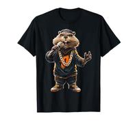 Castor Tient Un Microphone pour Chanter des œuvres d'art Motif Castor T-Shirt