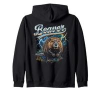 Castor Vintage 90s Retro Funny Beaver 80's Hommes Femmes Sweat à Capuche
