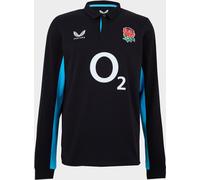 Castore England Rugby Away Long Sleeve Polo Shirt 2025 Noir/Bleu S Male
