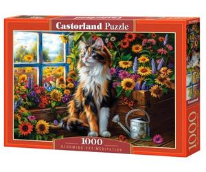 Castorland 1000 Piece Jigsaw Puzzles, Blooming Cat Meditation, Cat Puzzle, Flower Scennery, Charming View, Adult Puzzle, Castorland C-105342-2