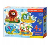Castorland Animaux d'Afrique,4 xPuzzle(4+5+6+7)