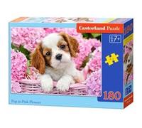 Castorland pièces de puzzle Pup en fleurs roses 180 Multicolore G