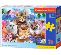 CASTORLAND Puzzle chaton avec fleurs 70 pièces