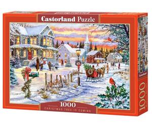 CASTORLAND Puzzle de 1 000 pièces, Arbre de Noël Arrive, scène d'hiver, Puzzles Vintage, Puzzle pour Adultes, Castorland C-105274-2