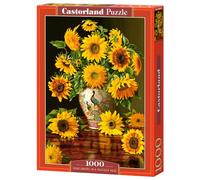 CASTORLAND Puzzle de 1000 pièces, tournesols dans Un Vase de Paon, Christopher Pierce, Puzzle de Fleurs et de Plantes, Puzzle de Peinture, Puzzle Adulte, Castorland C-103843-2