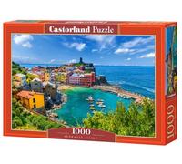 CASTORLAND Puzzle de 1000 pièces, Vernazza, Cinque Terre, Italie, côte méditerranéenne, Bateaux de pêche, Puzzle pour Adultes, C-105298-2