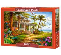 CASTORLAND Puzzle de 1500 pièces, Palmier, Maison de Plage, Fleurs colorées, Oasis Tropicale, Puzzle pour Adultes, C-152223-2