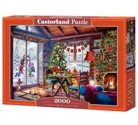 CASTORLAND Puzzle de 2000 pièces, Chalet de Noël, cheminée avec Bas accrochés, Arbre décoré, Puzzle pour Adulte, C-200962-2