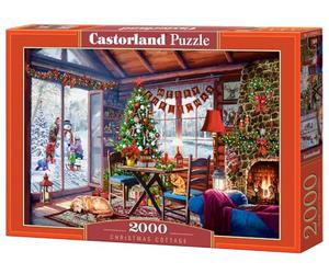 CASTORLAND Puzzle de 2000 pièces, Chalet de Noël, cheminée avec Bas accrochés, Arbre décoré, Puzzle pour Adulte, C-200962-2