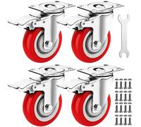 Castrek Lot de 4 roulettes robustes de 10,2 cm (capacité de charge de 997,9 kg) avec freins, rotation à 360 degrés, roulettes idéales pour chariot, meubles et établi (4 freins)