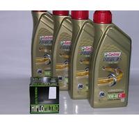 Castrol Bundle Lot comprenant 4 l d'huile Castrol Power 1 Racing 10 W40 et 1 filtre à huile pour moto 4T