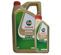 Castrol Edge Titanium FSTTM Lot de 2 bidons d’huile moteur 10W-60 1 litre + 5 litres = 6 litres, incl. support de vidange d’huile Castrol ; spécifications/autorisations : ACEA A3/B3, A3/B4 ; API SN/CF ; VW 501 01/505 00 ; BMW non-inclus