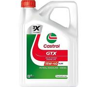 CASTROL Huile moteur GTX 15W-40 Huile minérale ACEA A3/B4 API SP A3/B3 4 L Compatible avec VW Golf IV 3/5 portes 1J1 Golf V 3/5 portes 1K1 Polo IV 3/5 portes 9N, 9A Touran I 1T1, 1T2