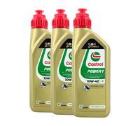 CASTROL Power 1 4T 10W-40 Huile Moteur 2 Roues API SN, JASO MA2, 3x1 Litre