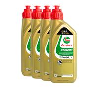 CASTROL Power 1 4T 15W-50 Huile Moteur 2 Roues API SN, JASO MA2, 4x1 Litres