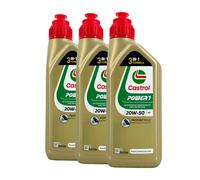 CASTROL Power 1 4T 20W-50 Huile Moteur 2 Roues API SN, JASO MA2, 3x1 Litre