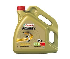 Castrol Power 1 4T Huile Moteur 10W-40 4L | 4-temps, 4 l, minérale, API SJ, JASO MA-2 compatible Piaggio Fly 50 4-temps, Honda PCX 125 i.e. et motos