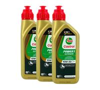 CASTROL Power 1 Ultimate 4T 10W-50 Huile De Moto API SN, JASO MA2, 3x1 Litre
