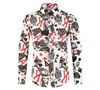 Casual 3D Cards Chemise imprimée, Hommes à Manches Longues Basic Luxe Chemisier Floral Chemisier