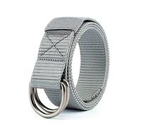 Casual All-Match Ceinture tissée double boucle en forme de D en nylon pour homme et femme, gris, M