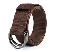 Casual All-Match Ceinture tissée double boucle en forme de D en nylon pour homme et femme, marron, M
