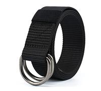 Casual All-Match Ceinture tissée double boucle en forme de D en nylon pour homme et femme, Noir , M