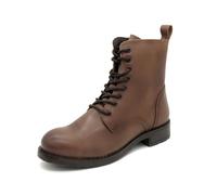 Casual Bottes à lacets en cuir pour femme avec fermeture éclair au niveau du mollet, marron, 37 EU