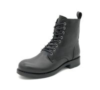 Casual Bottes à lacets en cuir pour femme avec fermeture éclair au niveau du mollet, Noir , 41 EU
