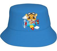 Casual Chapeau de Pêcheur Léopard de Dessin animé pilotant Un Avion Chapeaux de Soleil de Plage Personnalisé Bobs Homme pour Filles Camping Outdoor