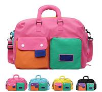 Casual Color Block Overnight Bag,Large Capacity Travel Duffel Bags，Pink