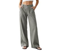 Casual Dress Pants Elastic Waistband Solid Long Trousers Work Slacks Straight Leg Pull on Pants (GY1, XL)
