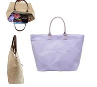 Casual Fashion Retro-style Large Capacity Corduroy Letter Design Handbag, Trendy Vintage Top Handle Handbag for Work Travel (purple)