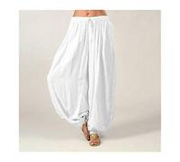 Casual Femmes Harem Pantalons Sports Baggy Hippie Entraînement Pantalon En Vrac Santé Solide Sports Pantalons En Vrac Dance Doux (Color : White, Size : M.)