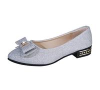 Casual Flat Toe Ladies Solid shoes Point Thin Fashion Women's -knot Women's Pumps Sandales Compensées Enfiler Pour Femmes 2 Pouces (Silver, 38)