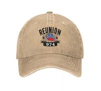 Casual Ile de la Réunion 974 Drapeau Carte Casquettes de baseball Denim vieilli Casquette de soleil France Logo Extérieur Course à pied Déstructuré Chapeaux souples Coton, pour toutes les saisons